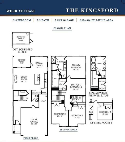 2D floor plan layout of this home in Wildcat Chase, Summerville, SC (Image 4).