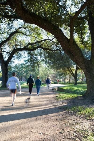 Walking trails at nearby Memorial Park