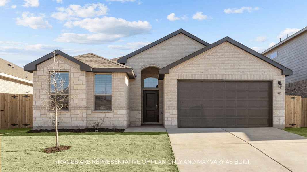Front exterior of a new home in Westmont, Lubbock, TX, highlighting curb appeal (Image 1).