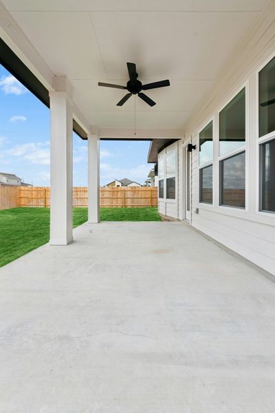 Exterior details and patio area of a home in University Heights, Round Rock (Image 29).