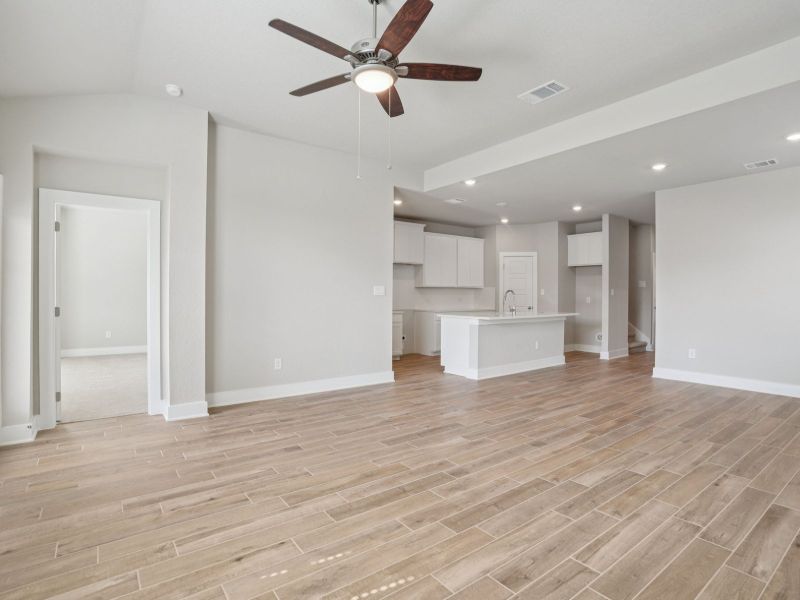 Kitchen & Living & Dinging in the San Jacinto floorplan at a Meritage Homes community. Kitchen & Living & Dinging in the San Jacinto floorplan at a Meritage Homes community.