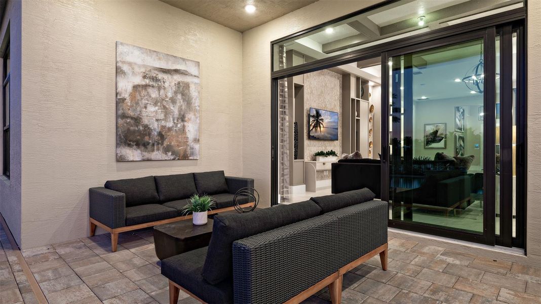 Exterior details and patio area of a home in Cresswind Palm Beach at Westlake, Westlake (Image 26).