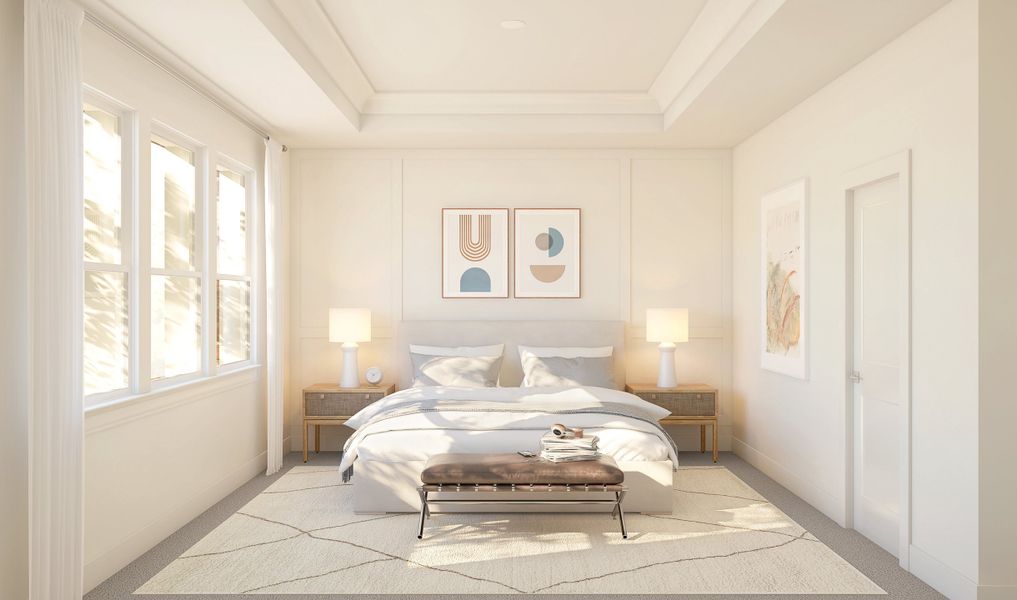 Primary suite with decorative feature wall