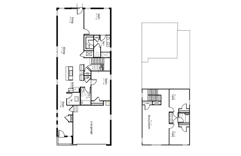 2D floor plan layout for the BALDWIN by D.R. Horton in The Village at Sandy Plains, Marietta, GA (Image 3).