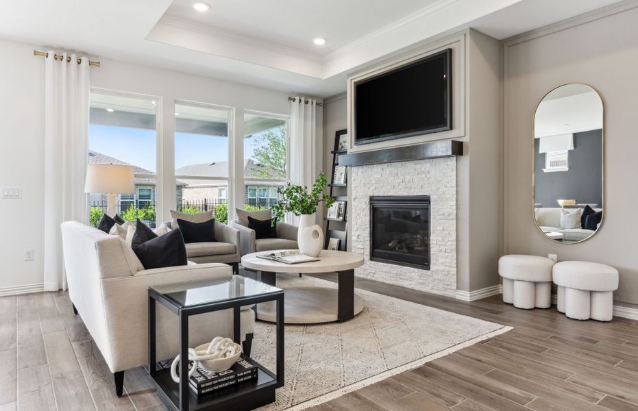 Representative furnished interior of a home built from the Prosperity by Del Webb in Del Webb Austin at Lost Pines, Bastrop (Image 12). Representative furnished interior of a home built from the Prosperity by Del Webb in Del Webb Austin at Lost Pines, Bastrop (Image 12).