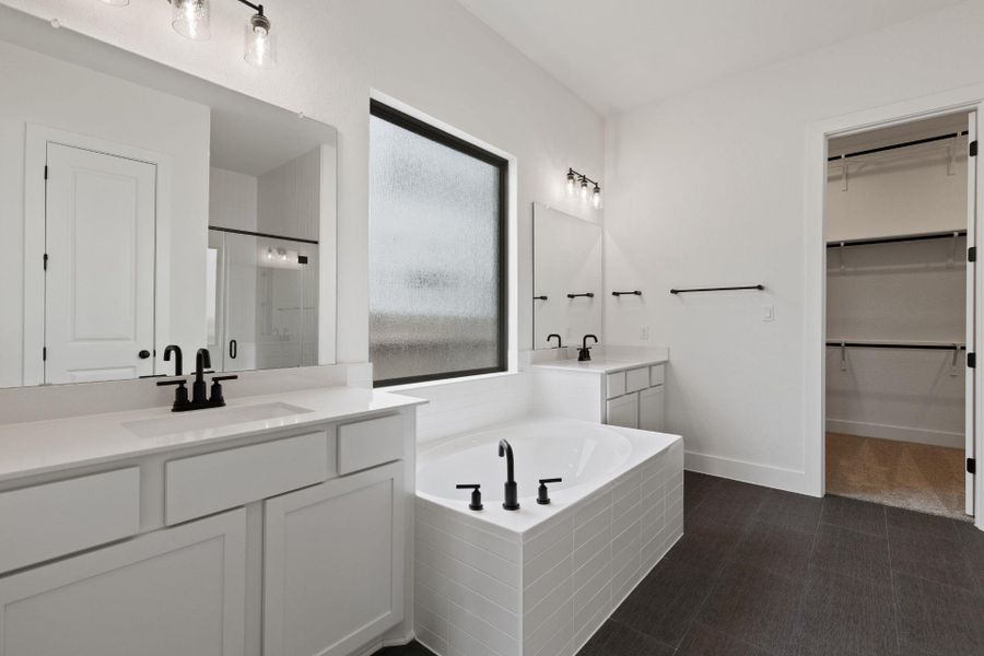 Primary Bath retreat with dual vanities & garden tub Primary Bath retreat with dual vanities & garden tub