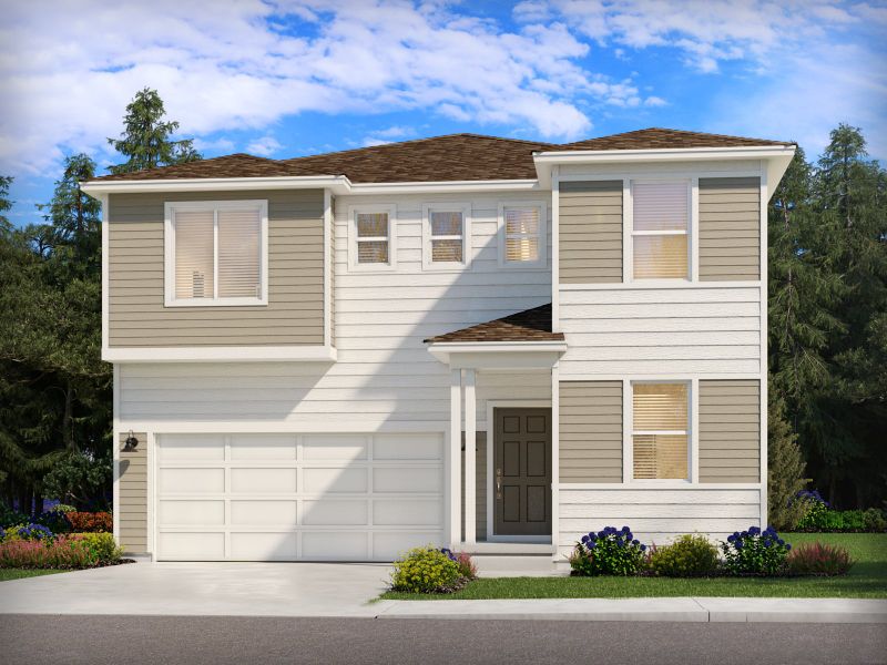 Representative exterior photo of a completed home built from the The Twin Peaks by Meritage Homes in Lorson Ranch : The Springs Collection, Colorado Springs, CO (Image 2).