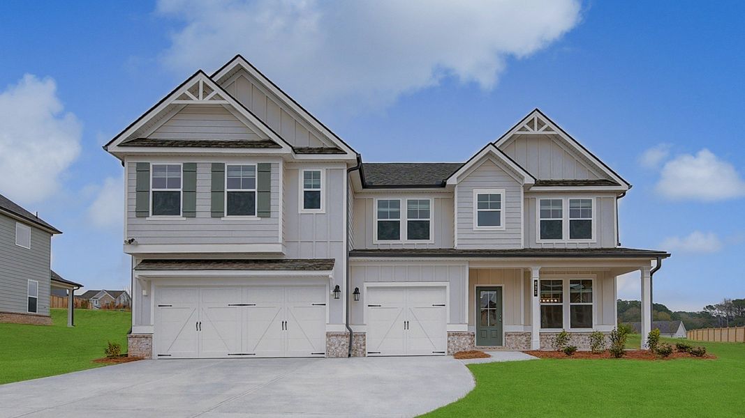 Representative exterior photo of a completed home built from the Rosemary II by DRB Homes in Grandview at Millers Mill, Stockbridge, GA (Image 19).