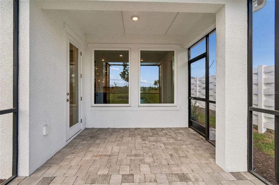 Exterior details and patio area of a home in Gracewater at Sarasota, Sarasota (Image 2).