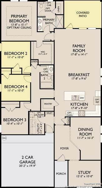 2D floor plan layout of this home in Cordova Trails, Seguin, TX (Image 4).