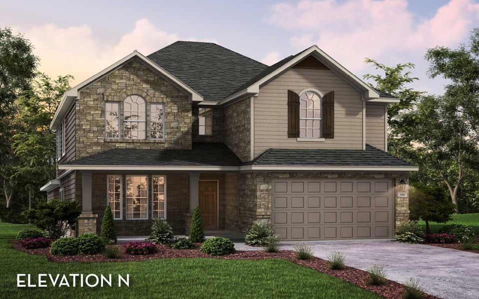 Representative exterior photo of a completed home built from the Snowmass by CastleRock Communities in Newport, Crosby, TX (Image 36).