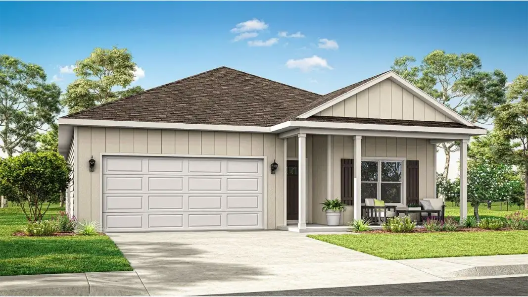 Representative exterior photo of a completed home built from the Beau by D.R. Horton in Abilene Acres, Tallahassee, FL (Image 2). Representative exterior photo of a completed home built from the Beau by D.R. Horton in Abilene Acres, Tallahassee, FL (Image 2).