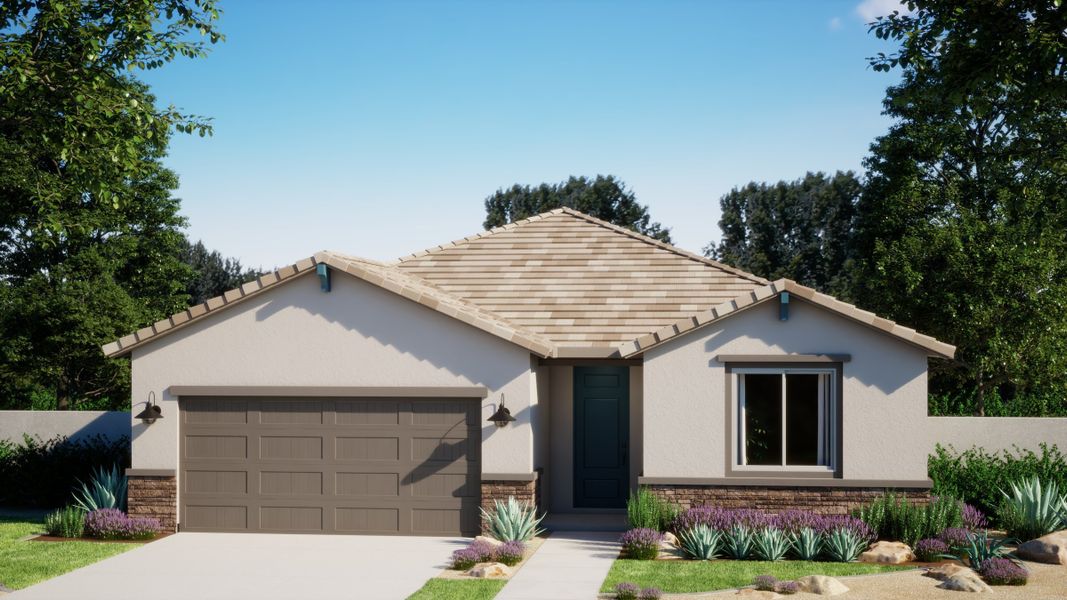 Representative exterior photo of a completed home built from the Falcon by Risewell Homes in Wildera – Valley Series, Queen Creek, AZ (Image 4).