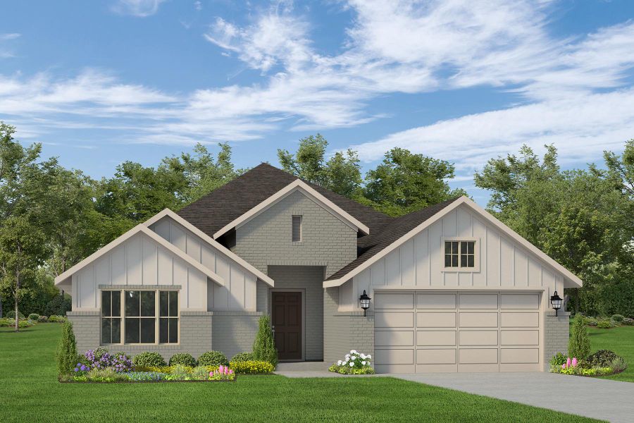 Representative exterior photo of a completed home built from the The Harding by Autograph Homes in Sundance Cove, Crosby, TX (Image 2). Representative exterior photo of a completed home built from the The Harding by Autograph Homes in Sundance Cove, Crosby, TX (Image 2).
