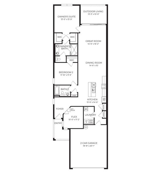 2D floor plan layout of this home in Halifax Plantation Villas, Ormond Beach, FL (Image 1).