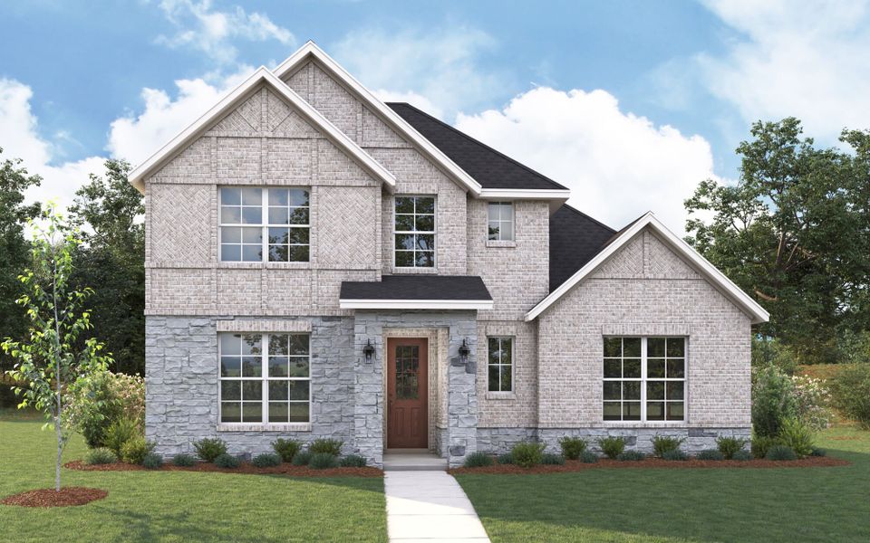 The Lavon - Tudor with Stone Elevation The Lavon - Tudor with Stone Elevation