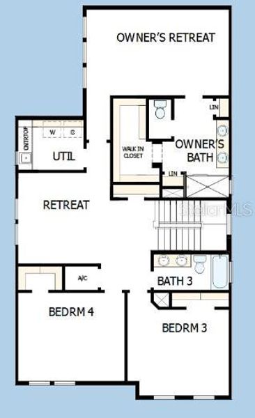 2D floor plan layout of this home in Emerald Landing at Waterside at Lakewood Ranch – Cottage Series, Sarasota, FL (Image 4).