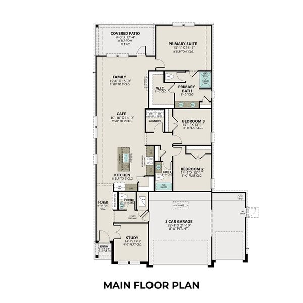 2D floor plan layout for the The Riviera with 3-Car Garage by Davidson Homes LLC in River Ranch Meadows, Dayton, TX (Image 3).