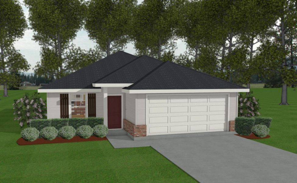 Representative exterior photo of a completed home built from the The Gardenia by Avonley Homes in Bonham Trace, Bryan, TX (Image 1).