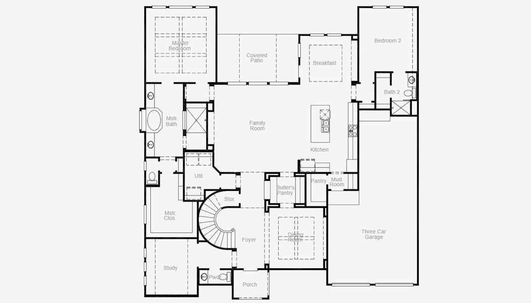 2D floor plan layout for the Ames by Coventry Homes in Pecan Square 100', Northlake, TX (Image 3).