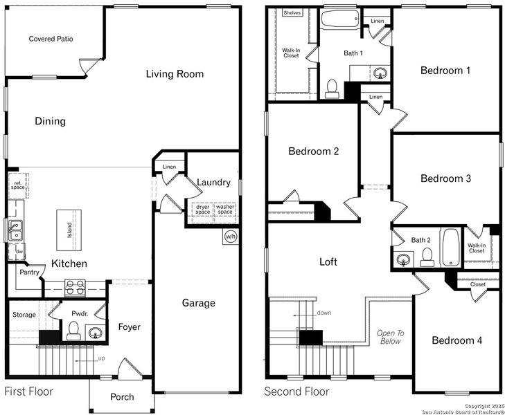 2D floor plan layout of this home in Riverstone at Westpointe, San Antonio, TX (Image 2).