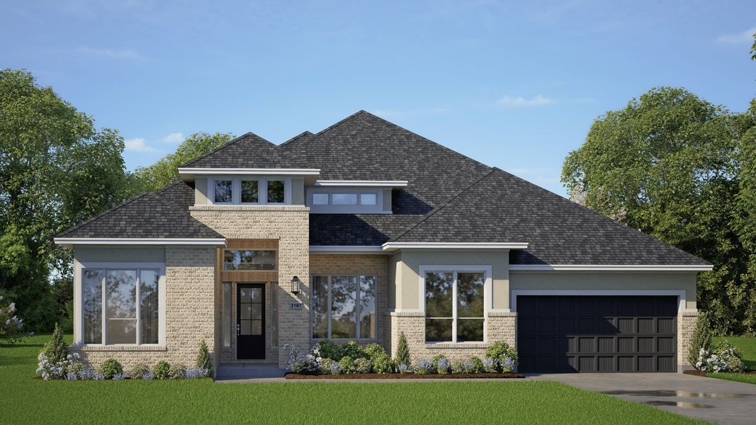 Representative exterior photo of a completed home built from the Woods 70′ Lot by Chesmar Homes in Riceland, Mont Belvieu, TX (Image 5).