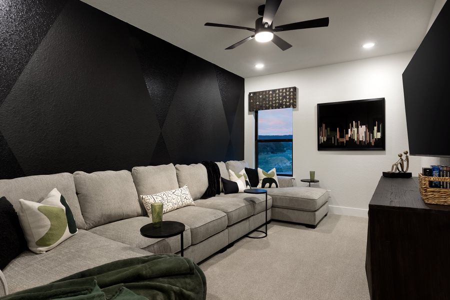 Representative furnished interior of a home built from the Quinley by Scott Felder Homes in Prominence, San Antonio (Image 10).