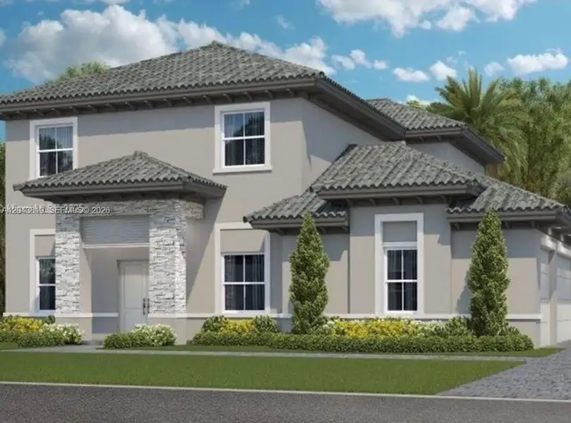 Front exterior of a new home in , Miami, FL, highlighting curb appeal (Image 1). Front exterior of a new home in , Miami, FL, highlighting curb appeal (Image 1).