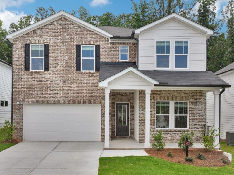 Representative exterior photo of a completed home built from the Taylorsville by Meritage Homes in Vines at Mill Creek - Estate Series, Braselton, GA (Image 1).