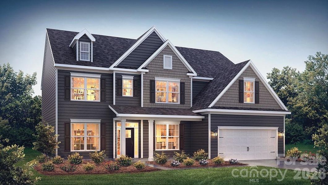 Front exterior of a new home in Sylvan Creek, Denver, NC, highlighting curb appeal (Image 1). Front exterior of a new home in Sylvan Creek, Denver, NC, highlighting curb appeal (Image 1).