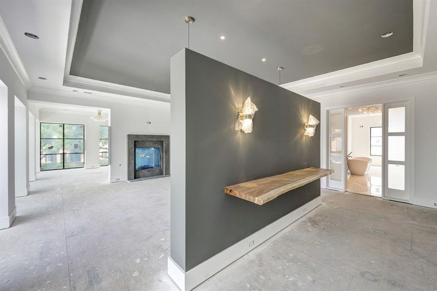 Looking into the entrance of the primary suite from the 2nd floor hallway. Stage of construction as of April 17, 2025. Looking into the entrance of the primary suite from the 2nd floor hallway. Stage of construction as of April 17, 2025.