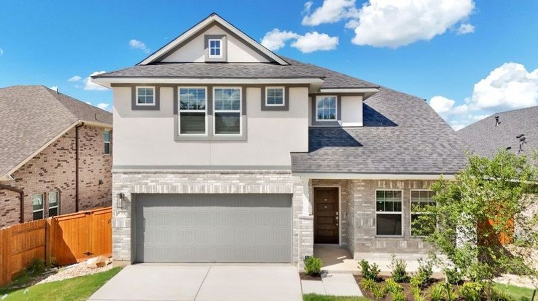 Front exterior of a new home in Nolina, Georgetown, TX, highlighting curb appeal (Image 31).