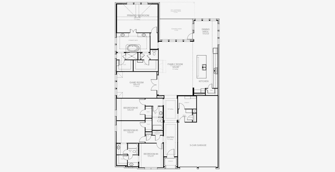 2D floor plan layout for the 2916W by Perry Homes in Sienna 60', Missouri City, TX (Image 4). 2D floor plan layout for the 2916W by Perry Homes in Sienna 60', Missouri City, TX (Image 4).