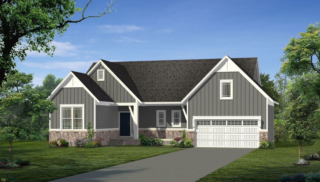 Representative exterior photo of a completed home built from the The Boulder by Norfolk Homes in Valleys, Jackson, MI (Image 22). Representative exterior photo of a completed home built from the The Boulder by Norfolk Homes in Valleys, Jackson, MI (Image 22).