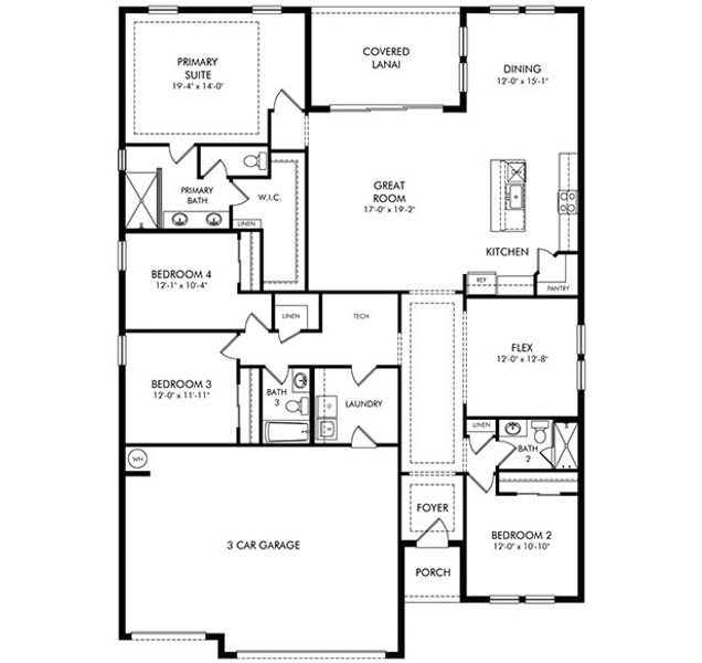 2D floor plan layout of this home in Ridgehaven - Reserve Series, Ormond Beach, FL (Image 3).