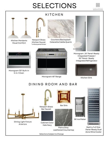 *Selections subject to change