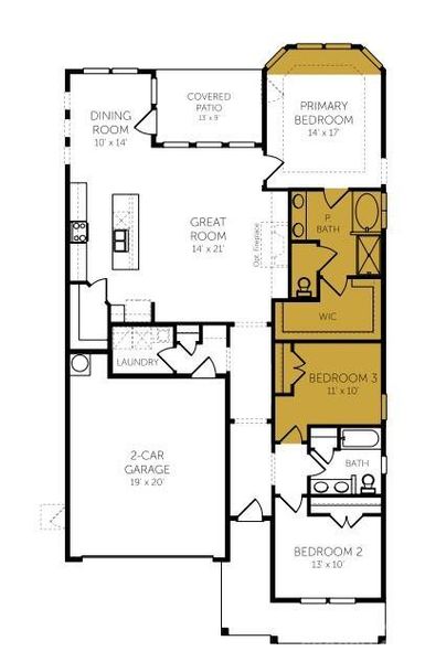 2D floor plan layout of this home in Cottages at Wingate, Wingate, NC (Image 5). 2D floor plan layout of this home in Cottages at Wingate, Wingate, NC (Image 5).
