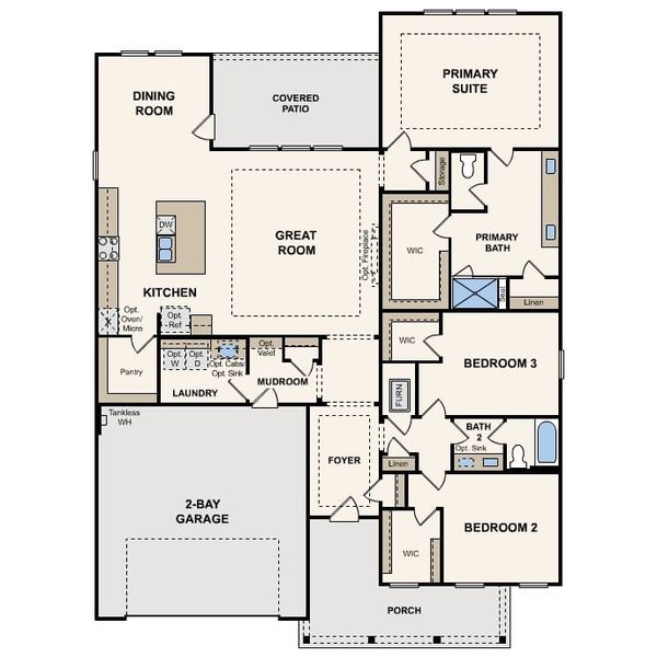 2D floor plan layout for the Cascade by Century Communities in Woodshore 70' and 80', Clute, TX (Image 3).