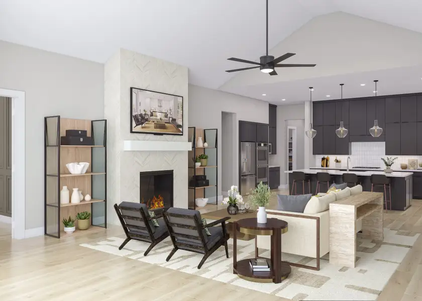 Furnished interior view inside a new home in Bridgeland, Cypress (Image 3). Furnished interior view inside a new home in Bridgeland, Cypress (Image 3).
