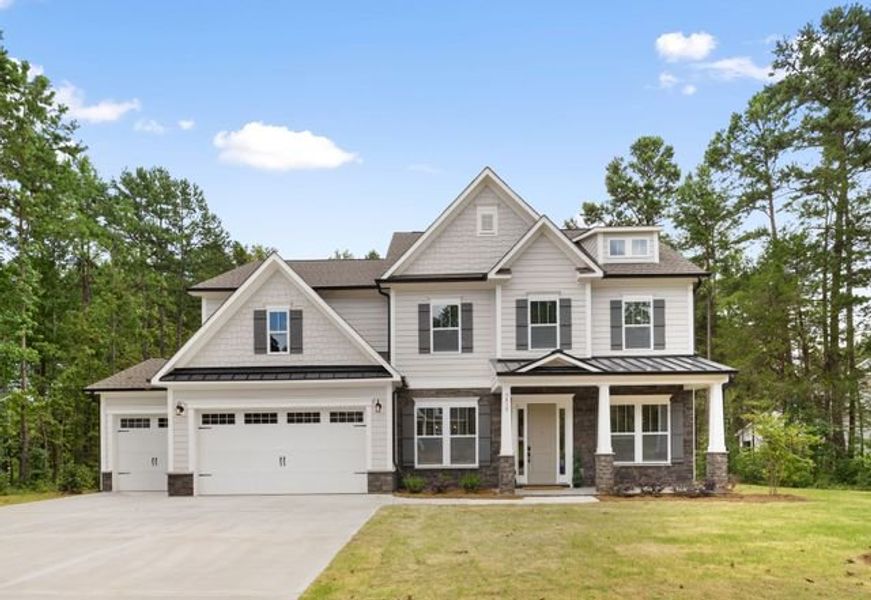 Representative exterior photo of a completed home built from the Kemp by True Homes in Heritage Hall, Statesville, NC (Image 1). Representative exterior photo of a completed home built from the Kemp by True Homes in Heritage Hall, Statesville, NC (Image 1).