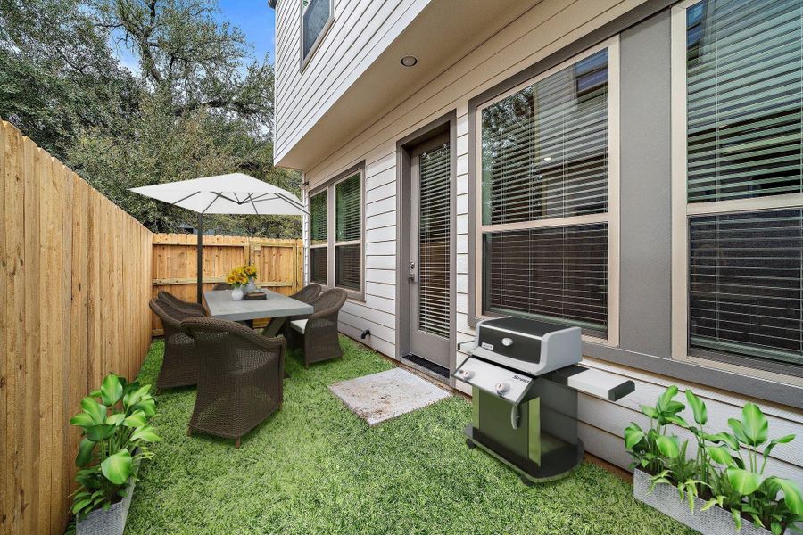 Exterior details and patio area of a home in , Houston (Image 3).