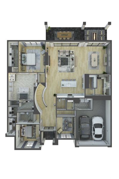 2D floor plan layout of this home in Harvest Green 75′, Richmond, TX (Image 4).
