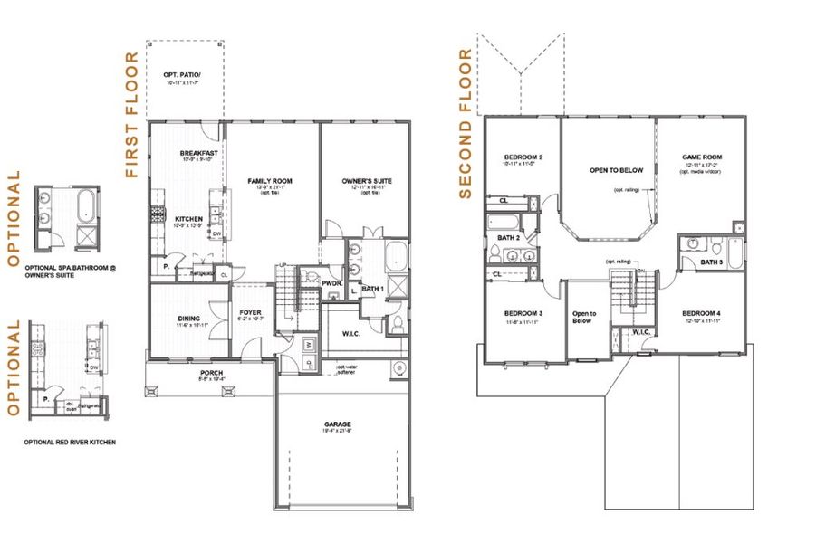 2D floor plan layout for the Bennigton 2434 S by Saratoga Homes in Morningstar, Georgetown, TX (Image 3). 2D floor plan layout for the Bennigton 2434 S by Saratoga Homes in Morningstar, Georgetown, TX (Image 3).