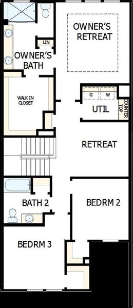 2D floor plan layout of this home in Westview Towns, Waxhaw, NC (Image 3).