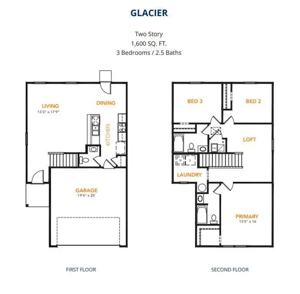 2D floor plan layout of this home in Waterside at Cedar Creek, Abilene, TX (Image 3).