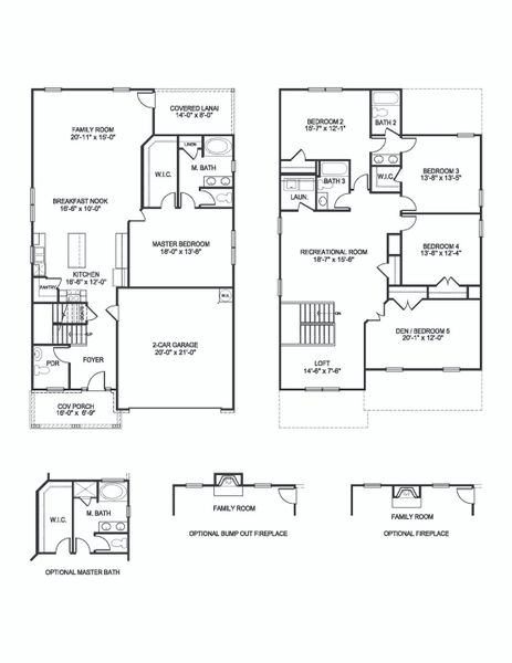 2D floor plan layout for the 3030 by Adams Homes in Parkland Place, Pace, FL (Image 4).