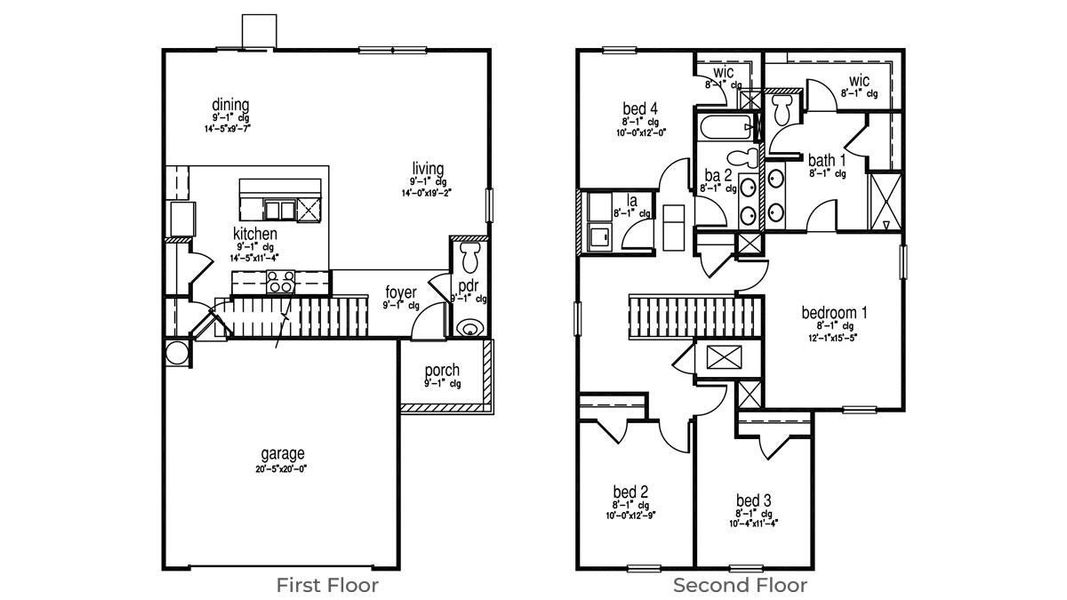 2D floor plan layout for the Aisle by D.R. Horton in Pine Hills at Cane Bay, Summerville, SC (Image 3).