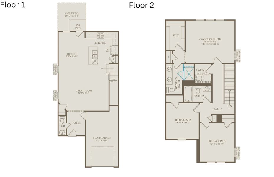 2D floor plan layout of this home in Carpenter Falls, Durham, NC (Image 3).