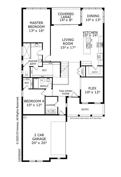 2D floor plan layout for the Mesa Verde - Classic Series | 50' Wide Lots by ICI Homes in Mosaic, Daytona Beach, FL (Image 3). 2D floor plan layout for the Mesa Verde - Classic Series | 50' Wide Lots by ICI Homes in Mosaic, Daytona Beach, FL (Image 3).