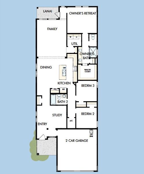 2D floor plan layout for the The Valiant by David Weekley Homes in Evergreen Island at Silverleaf - Classic, St. Augustine, FL (Image 3).